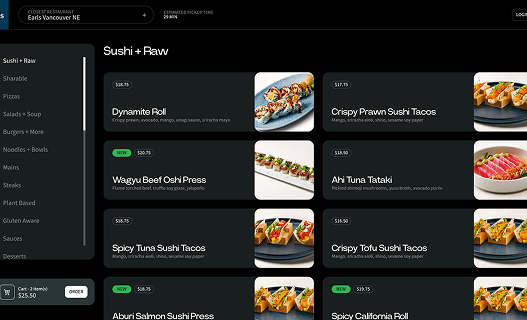 XPO Online Ordering interface